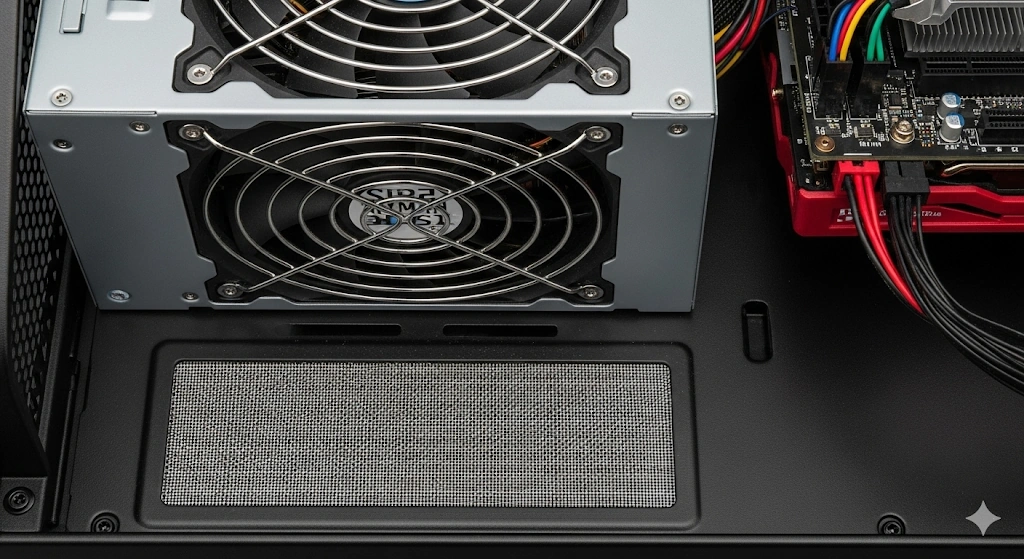 主流であるPCケースの電源が下にある場合