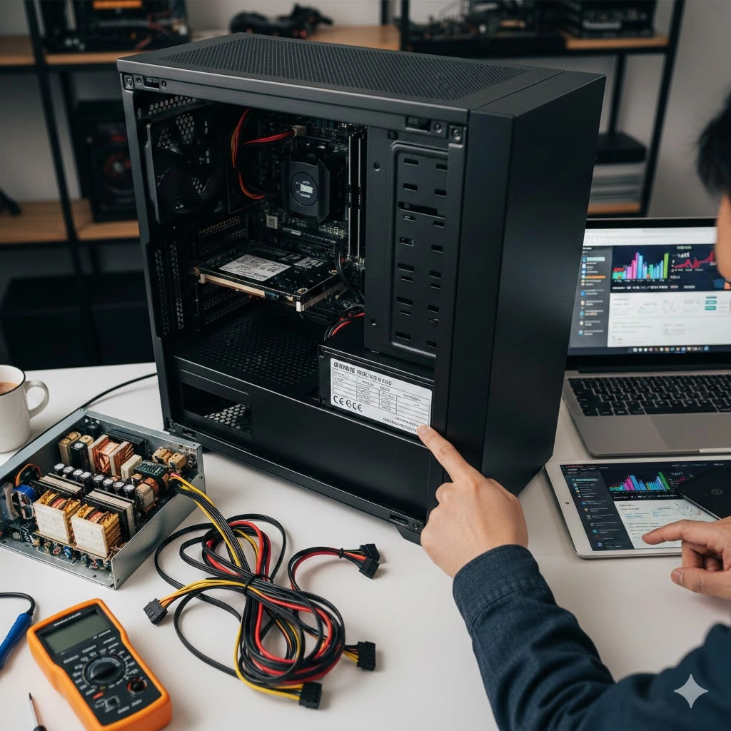 電源ユニットのワット数を確認する方法！物理チェックから計算まで