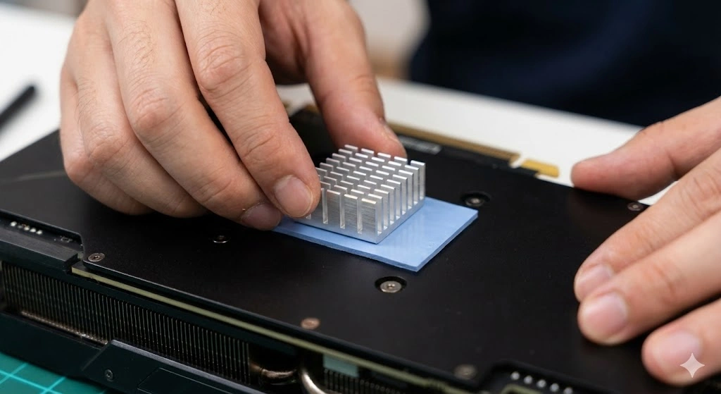 グラボのバックプレートにヒートシンクを設置する手順