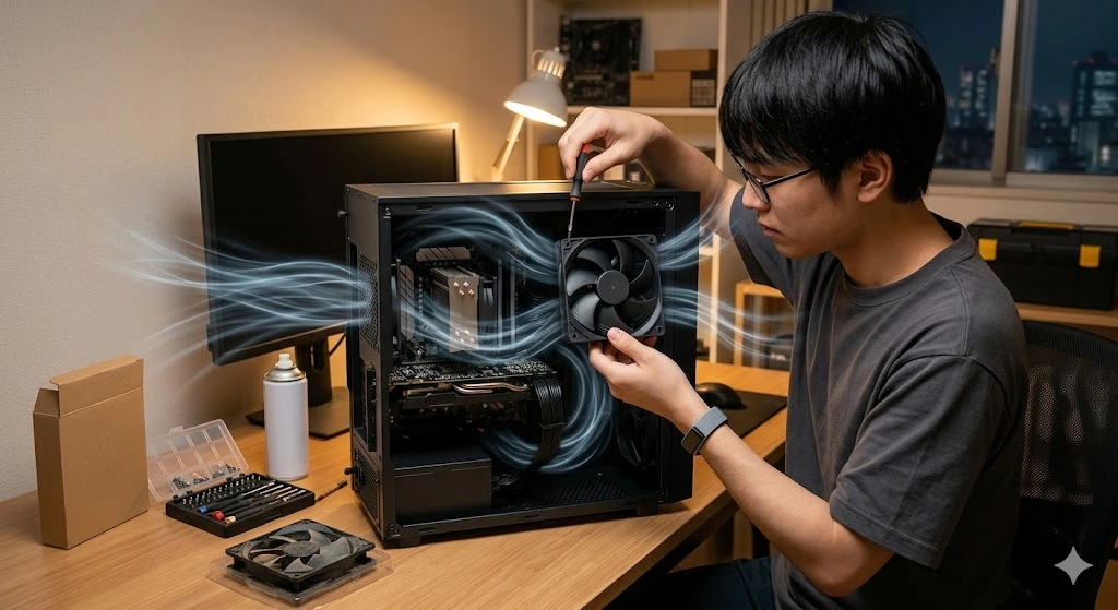 エアーフロー改善とファン交換