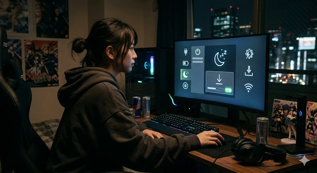 スリープ中のダウンロード設定