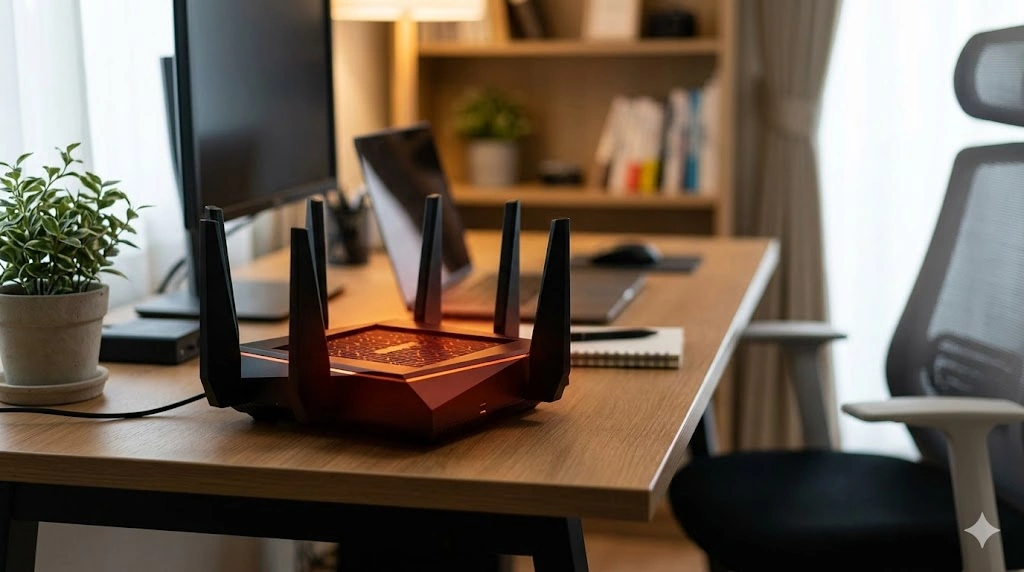 高速通信による負荷で熱を帯びたWi-Fiルーターのイメージ