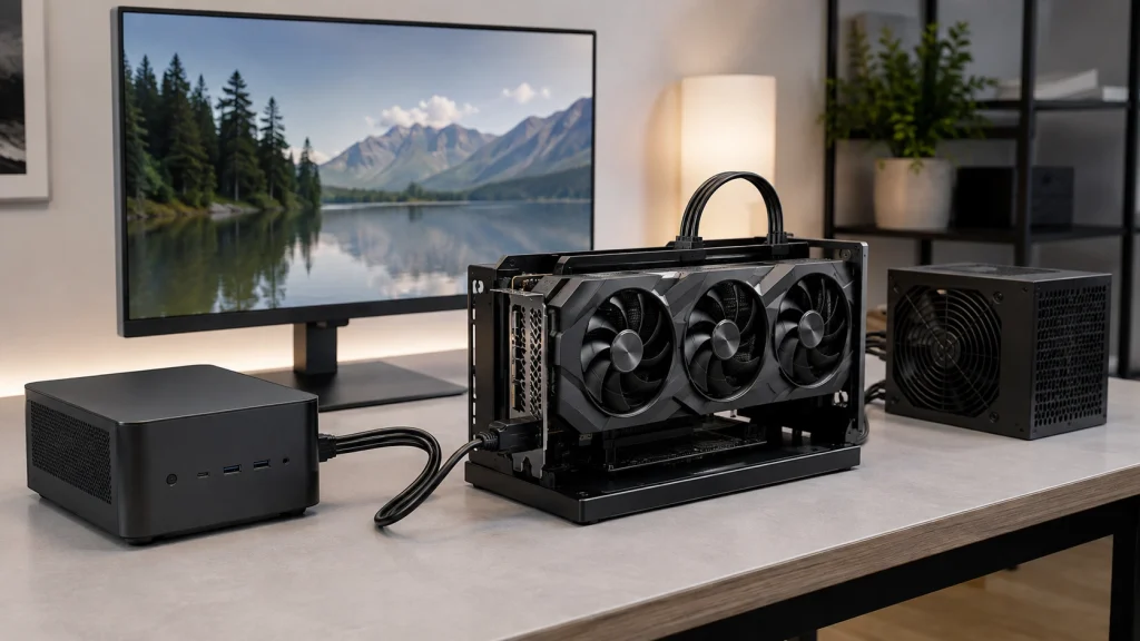 ミニPCとOCuLink接続したeGPUドックとグラフィックボードの構成