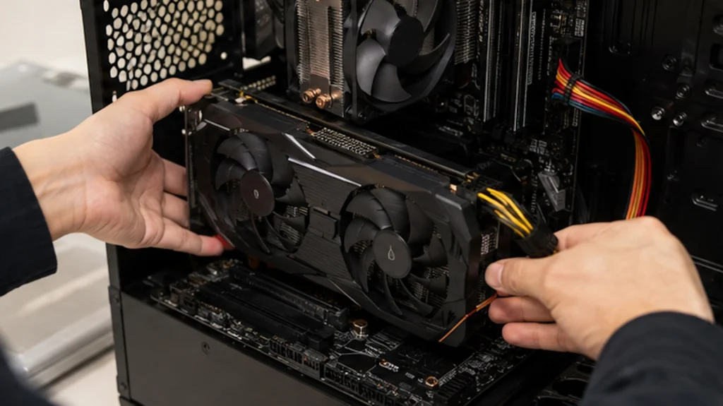 PCケースからマザーボードやグラフィックボードなどのパーツを取り外して新しいケースへ移設する作業