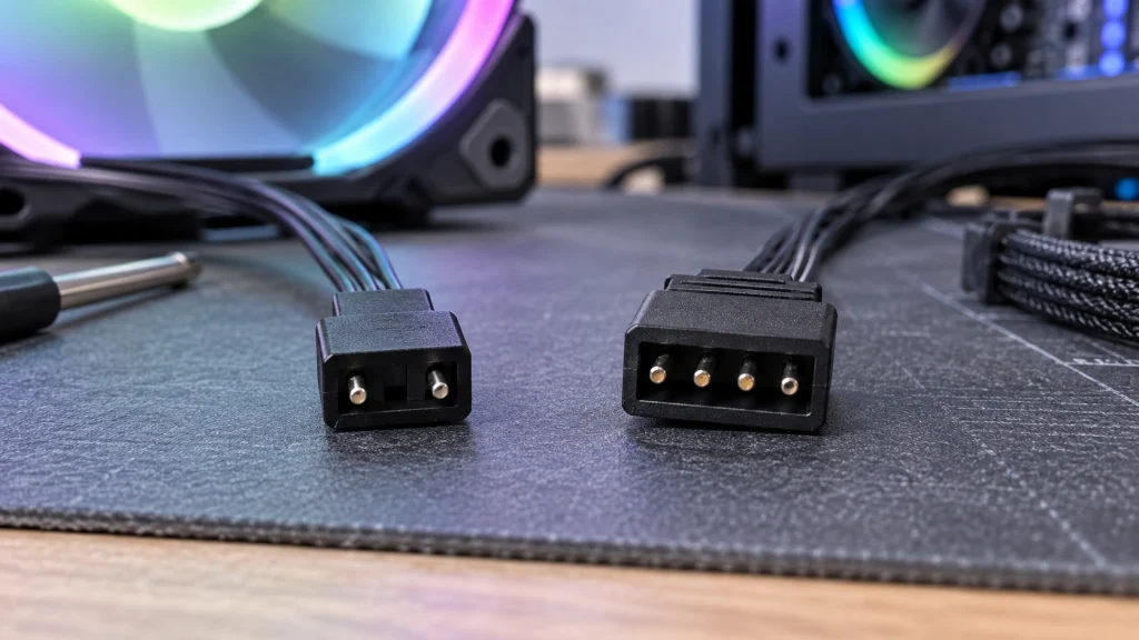 ARGBの5V 3ピン端子とRGBの12V 4ピン端子の違い