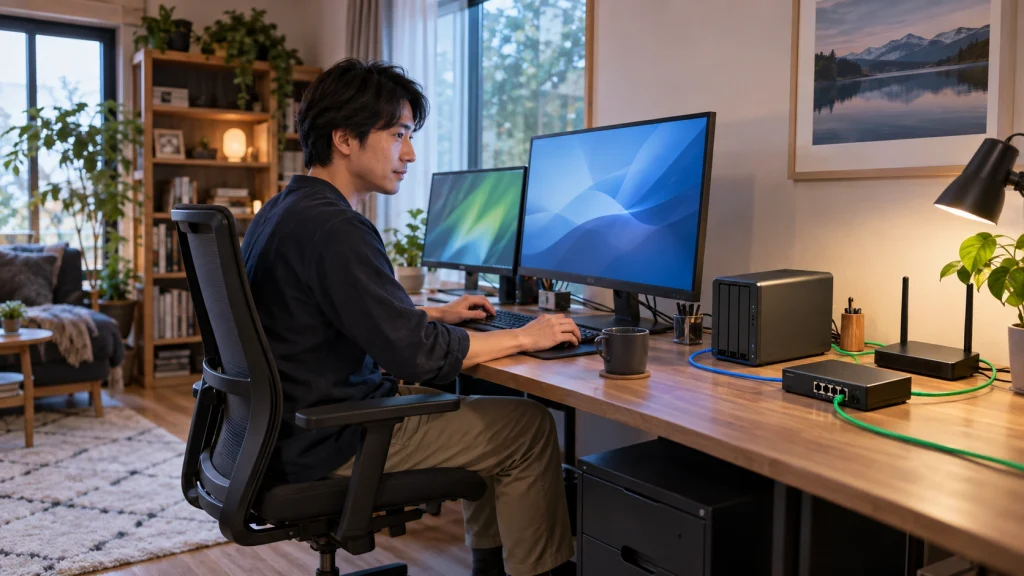 LANカード2枚を使いインターネットとNAS通信を使い分けるPC環境