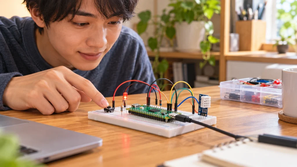 Raspberry Pi PicoでLEDやセンサーの電子工作を試す初心者